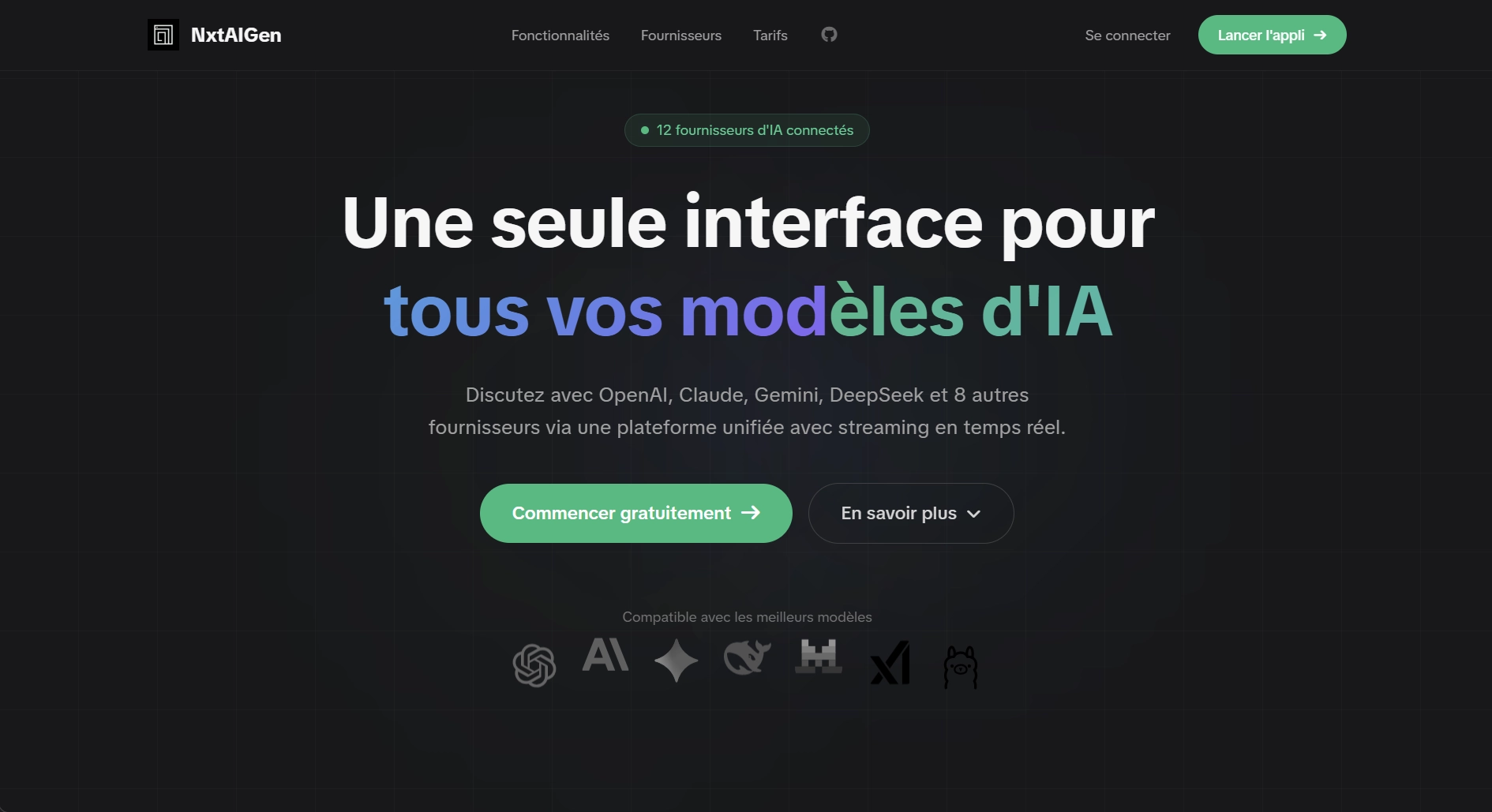 Chatbot multi modèles IA NxtAIGen